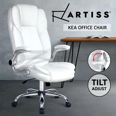 Artiss Executive Office Chair Computer Gaming Chairs PU Leather Tilt White • $129.95