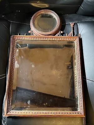 £89.99 • Buy Antique Early Victorian Wood Hall Mirror With Round Mirror Top