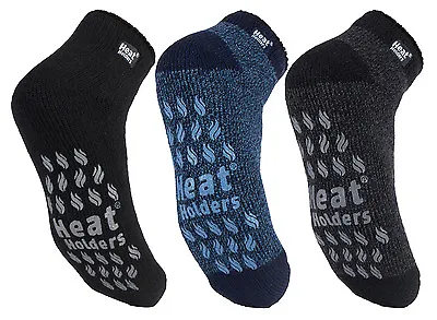 Heat Holders  - Mens Non Slip Thermal Low Cut Ankle Slipper Socks With Grips • $13.88