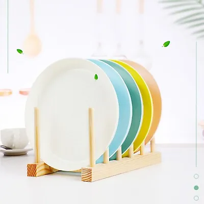 £6.55 • Buy Wooden Dish Plate Cupboard Rack Holder Kitchen Storage Drying Plate Cup Stand UK
