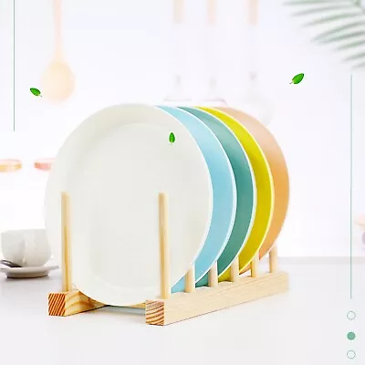 £6.55 • Buy Wooden Dish Plate Cupboard Rack Holder Kitchen Storage Drying Plate Cup Stand UK
