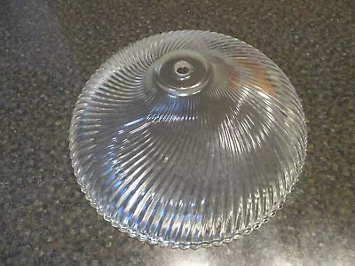 Vintage Heavy Glass Clear Ribbed Swirl Ceiling Light Shade - 8 1/2  W/ 1/2  Hole • $13.99