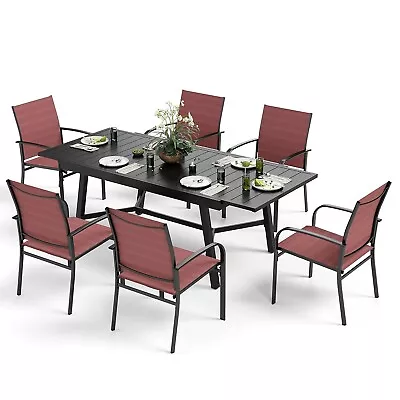 7-PCS Outdoor Patio Dining Set Outdoor Table Chair Set Extendable Table 6 Chairs • $589.99