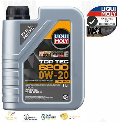 £23.99 • Buy Liqui Moly 0W-20 Top Tec 6200 Porsche C20 VW 508 00/509 00 Engine Oil ACEA C5 1L