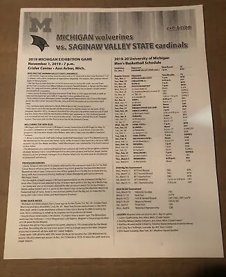 2019 Michigan Wolverines Basketball Juwan Howard 1st Game Program + Ticket Stub • $19.99