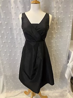 J Crew V-Neck Silk Taffeta Dress Black - Excellent Condition - Size 0 - Pockets! • $20