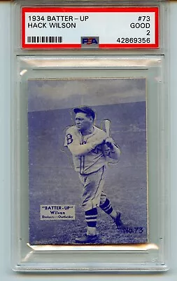 1934 Batter Up #73 Hack Wilson PSA 2  HOF Brooklyn Dodgers 191 RBIs • $205.50