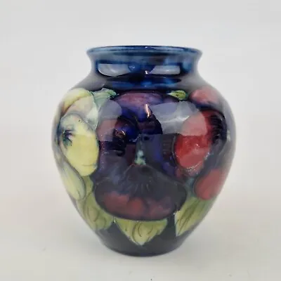 Vintage William Moorcroft Pottery Vase Pansy Flowers 9.5cm • £149