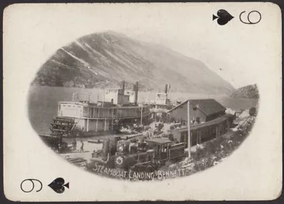 Playing Cards Single Antique C1900 Wide Photo Card STEAMBOAT LANDING Bennett BC • $7.96