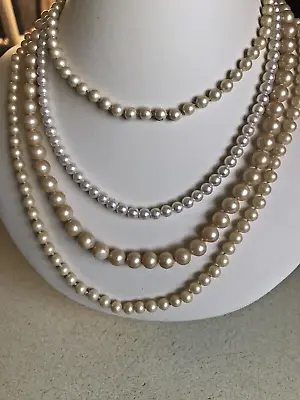 Vintage Estate Lot 4 White & Ivory Faux Pearls Necklaces • $5