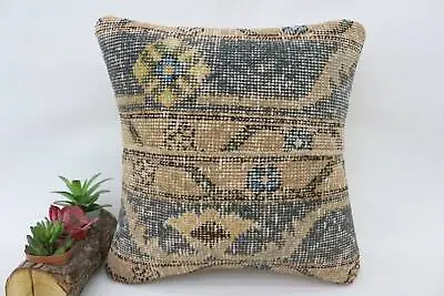 Vintage Kilim Pillow Kilim Pillow Cover 14 X14  Brown Pillow Cover • $9.36