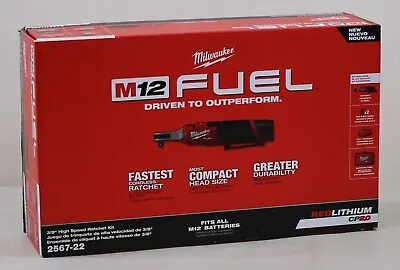 Milwaukee 2567-22 12V M12 FUEL Brushless Cordless 3/8-in. High Speed Ratchet Kit • $222.46