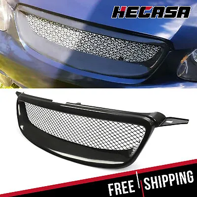 HECASA For 2003-07 Toyota Corolla Mesh ABS Front Grille Glossy Black Metal Hood • $25.90