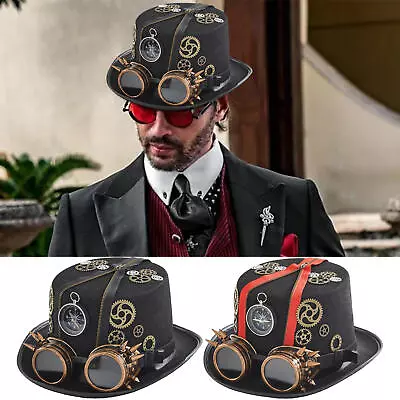 Steampunk Hats With Goggles Vintage Gothic Cosplay Top Party Hat • $30.16