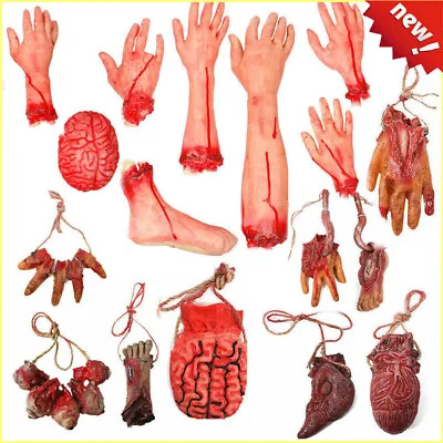 Halloween Fake Body Parts Bloody Severed Hand Tricky Foot Arm Prank Props Toy • £4.09