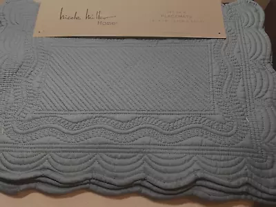 Nicole Miller Home Placemats (4) Blue Quilted 13 X 19 Nip • $25.99