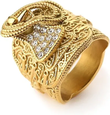 THE BLING KING Gold Saddle Ring With Stones 18K Real Gold Plating  NEW • £17.99