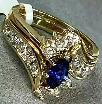 Marquise Cut Lab Created Sapphire Bridal Wedding Ring 14K Yellow Gold Plated • $188.53