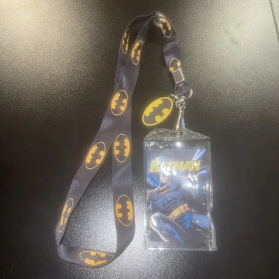 $0.25 • Buy DC Comics Batman LOGO Symbol Lanyard With Rubber Charm ID Holder Dark Knight 