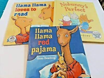 Anne Dewdney Kids Books Lot 3 ~ Llama Llama-Loves To Read-Nobunny's Perfect  • $11.60