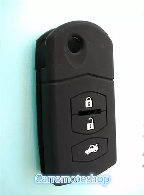 $7.90 • Buy MAZDA 3 2 6 SILICONE CAR 3 BUTTON FLIP KEY COVER CASE MPS CX7 CX9 Black