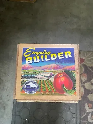Vintage Empire Builder Cashmere Fruit Growers Washington Apples Wooden Crate Box • $35