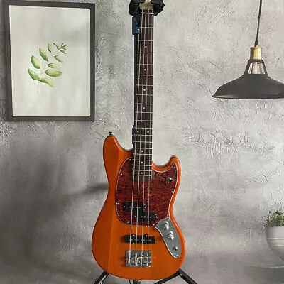 Orange Solid Body Handmade Electric Bass Guitar Basswood Body Maple Neck 4String • $256.86