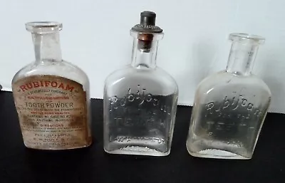 Lot Of 3 Vintage Antique Rubifoam For The Teeth Glass Bottles One With Label • $29.95