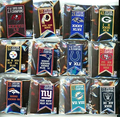 NFL Multiple Time Super Bowl Champs Banner Pin Choice 12 Pins To Choose From • $9.99