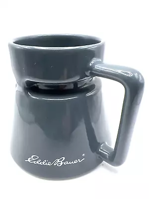 VINTAGE EDDIE BAUER -Hotjo GREY ANTI SPILL WIDE BASE MUG W/PLASTIC LID POTTERY • $54.99