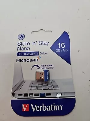 Verbatim Store N Stay Nano USB 3.2 GEN 1 16Gb Flash Drive 98709 • $14.99