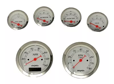 6 Gauge Hot Rod Street Rod Universal Dash Set Programmable Speedometer White  • $245