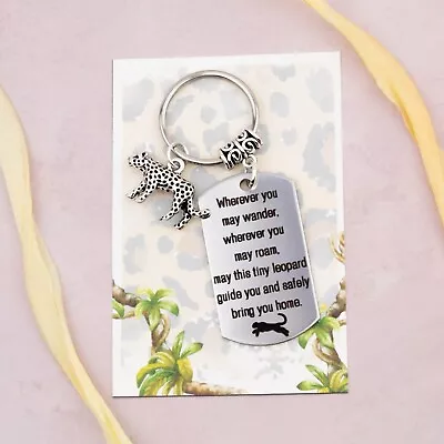 Leopard Keyring Wanderlust Keychain Big Cat Animal Gifts Engraved Bag Charm • £7.99