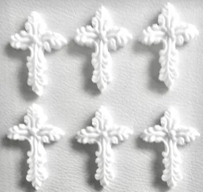 Edible Sugar Icing Christening Holy Communion Baptism Crosses Cup Cake Toppers • £3.25