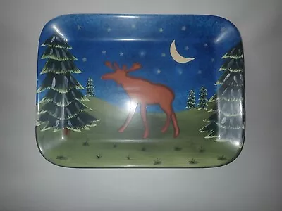 ND Handpainted Platter Moose Pattern 16  X 12  Cabin Camp Vintage • $29.99