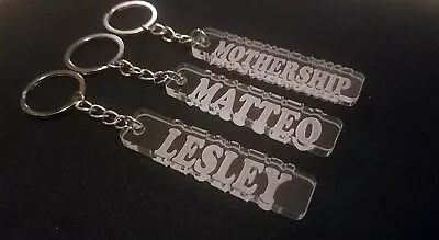 Personalised Gift Name Acrylic Key Fob Laser Cut And Engraved • £2.10