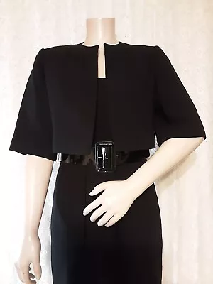 Calvin Klein Sz 4 ~ 2pc Black Sleeveless Dress & Bolero Style Jacket Old Money  • $28