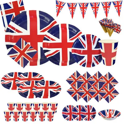 £13.99 • Buy UNION JACK Party TABLEWARE SET Paper Plates Cups Napkins King Charles Coronation
