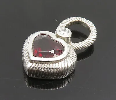 JUDITH RIPKA 925 Silver - Vintage Garnet & Topaz Love Heart Pendant - PT20396 • $45.50