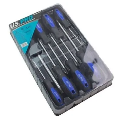 Tamperproof TORX Screwdriver Set Star Set T8-T40 8pc  Magnetic US Pro Tools 1608 • £10.95