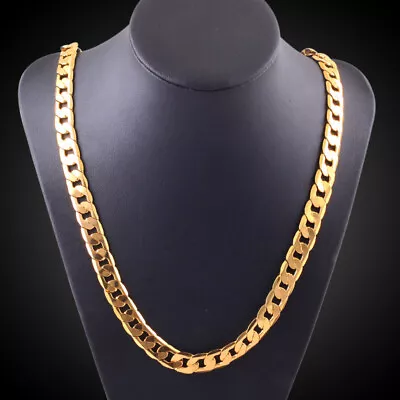 $12.95 • Buy 18K Yellow Gold Plated 6mm - 10MM Classic Curb Chain Necklace 20  Mens & Womens
