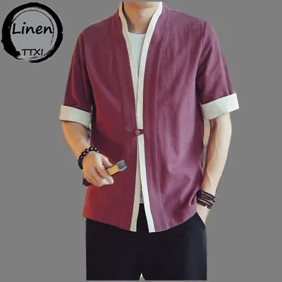 Hanfu Shirt Men Kimono Robe Blouse Tang Suit Casual Cardigan Streetwear Coat • $33.66