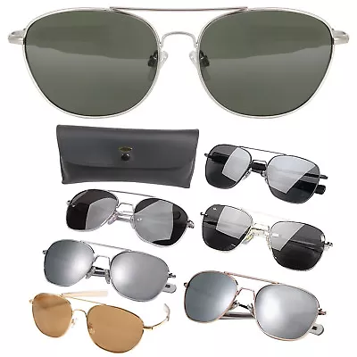 Aviator US Air Force Style Pilot Sunglasses Military Army Frames Lenses & Case • $16.99