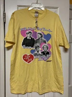 Vintage NWT 2005 Y2K I Love Lucy TV Promo Yellow Graphic T-Shirt Size Large • $35