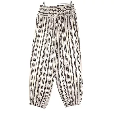 Shein Black Off-White Harem Pants Womens Large L Pull On Drawstring • $20