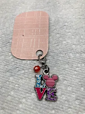 Disney Charm  LOVE  Costume Enamel Pink Mickey Ears With Lobster Claw Hook • $12