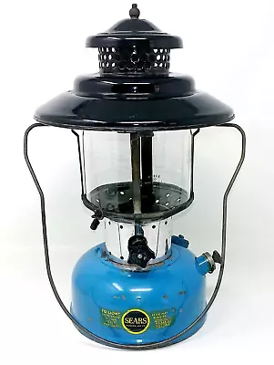 Coleman Sears Blue Double Mantle Lantern Model 476-74070 June 67 Pyrex Globe • $265
