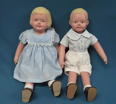 Vintage 1950’s Martha Chase 17” Boy & Girl Doll Set • $199