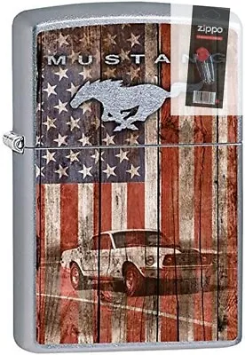 Zippo 64706 Ford Mustang And American Flag Lighter + FLINT PACK • $23.50