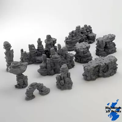 Canyon Rocks Scatter Terrain Tabletop Gaming DnD 3DPrint 32/28/20/15/10 • £7.64